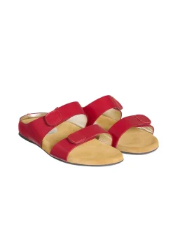 Delia red leather mules