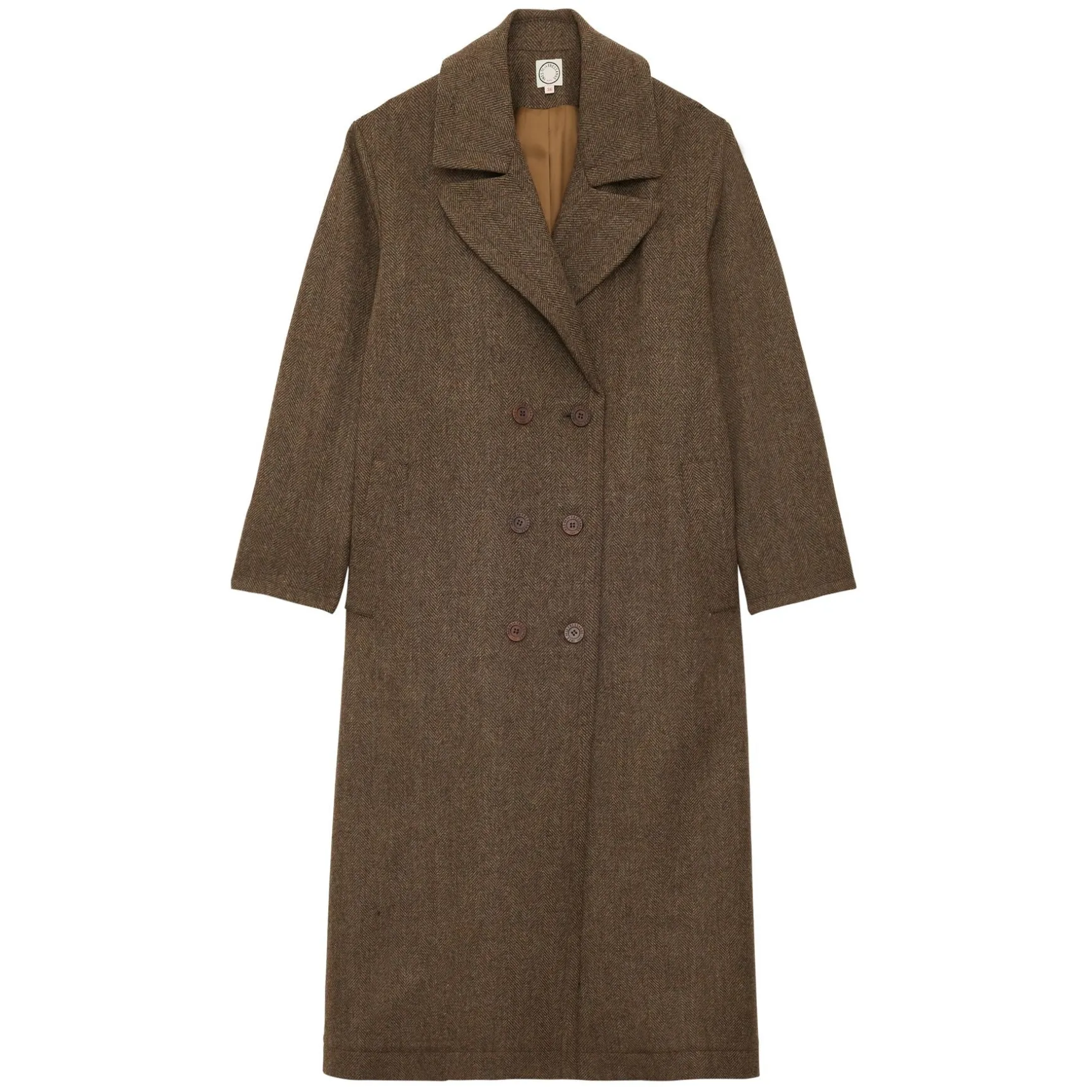 Denise brown wool herringbone coat
