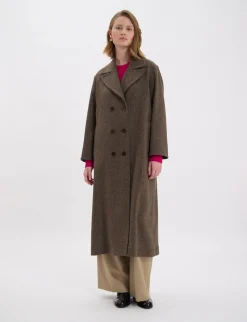 Denise brown wool herringbone coat