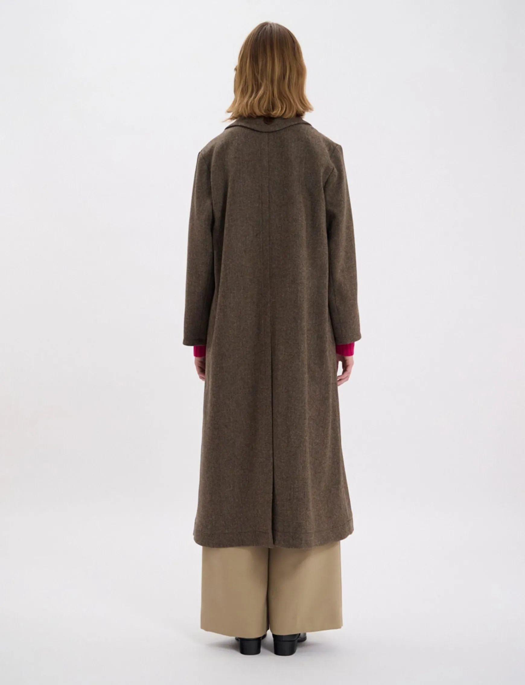 Denise brown wool herringbone coat