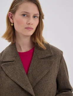 Denise brown wool herringbone coat