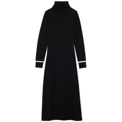 Divine black turtleneck dress with white trim