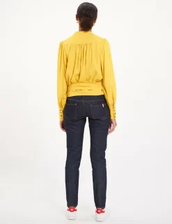 Elena yellow loose-fit crepe blouse