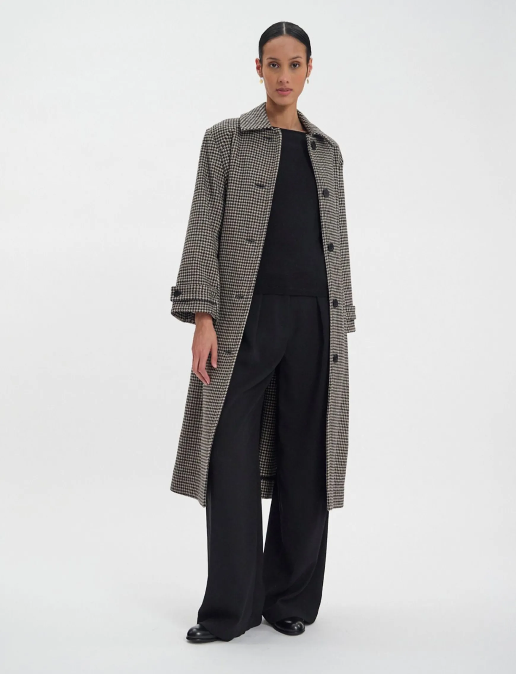 Esmé coat in houndstooth wool-blend