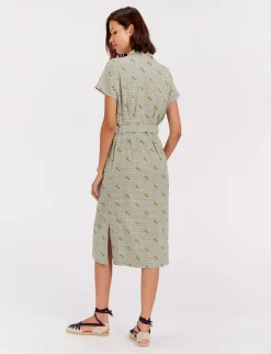 Ethel straight dress, green print