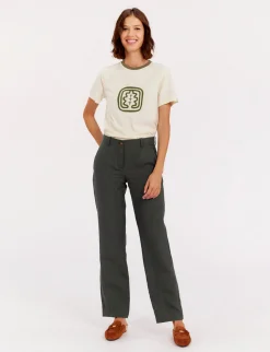 Francisco trousers in dark green linen