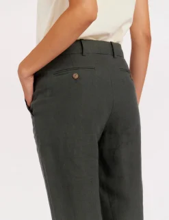 Francisco trousers in dark green linen