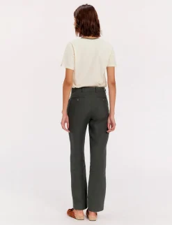 Francisco trousers in dark green linen