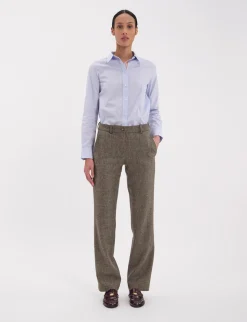 Francisco trousers in mottled green wool-blend