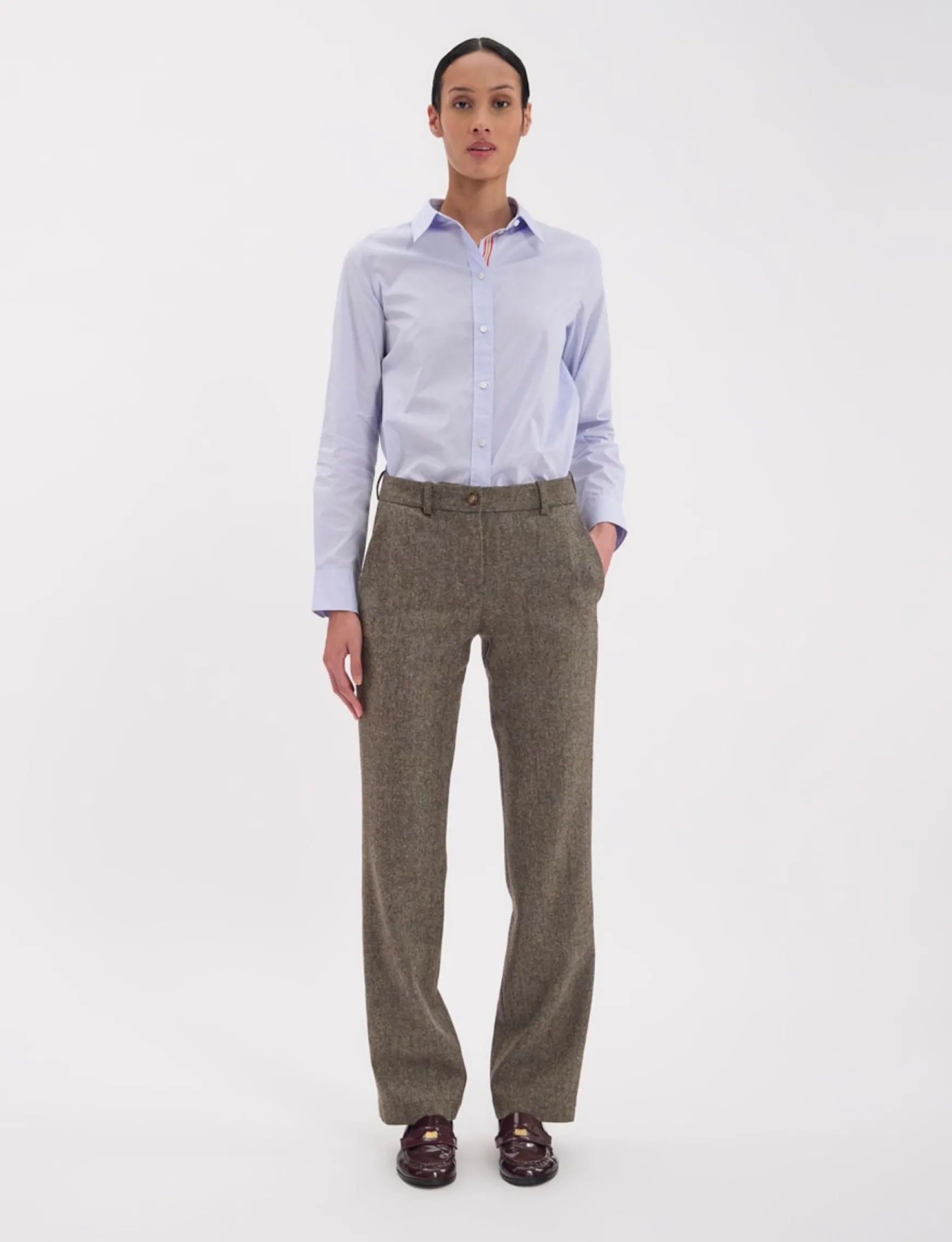 Francisco trousers in mottled green wool-blend