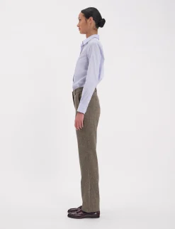 Francisco trousers in mottled green wool-blend