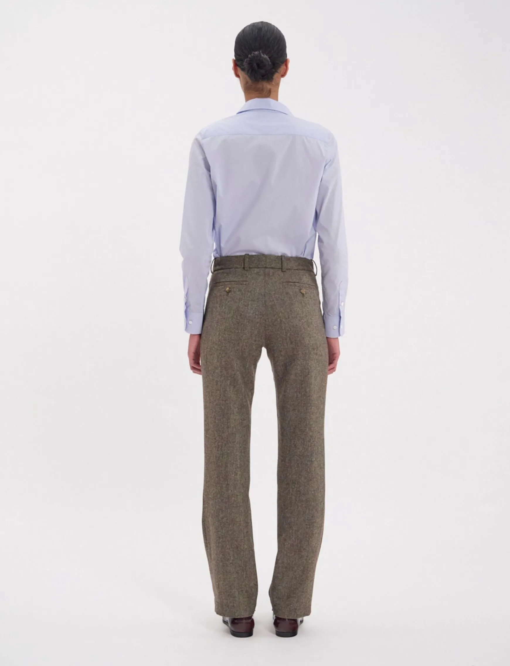 Francisco trousers in mottled green wool-blend