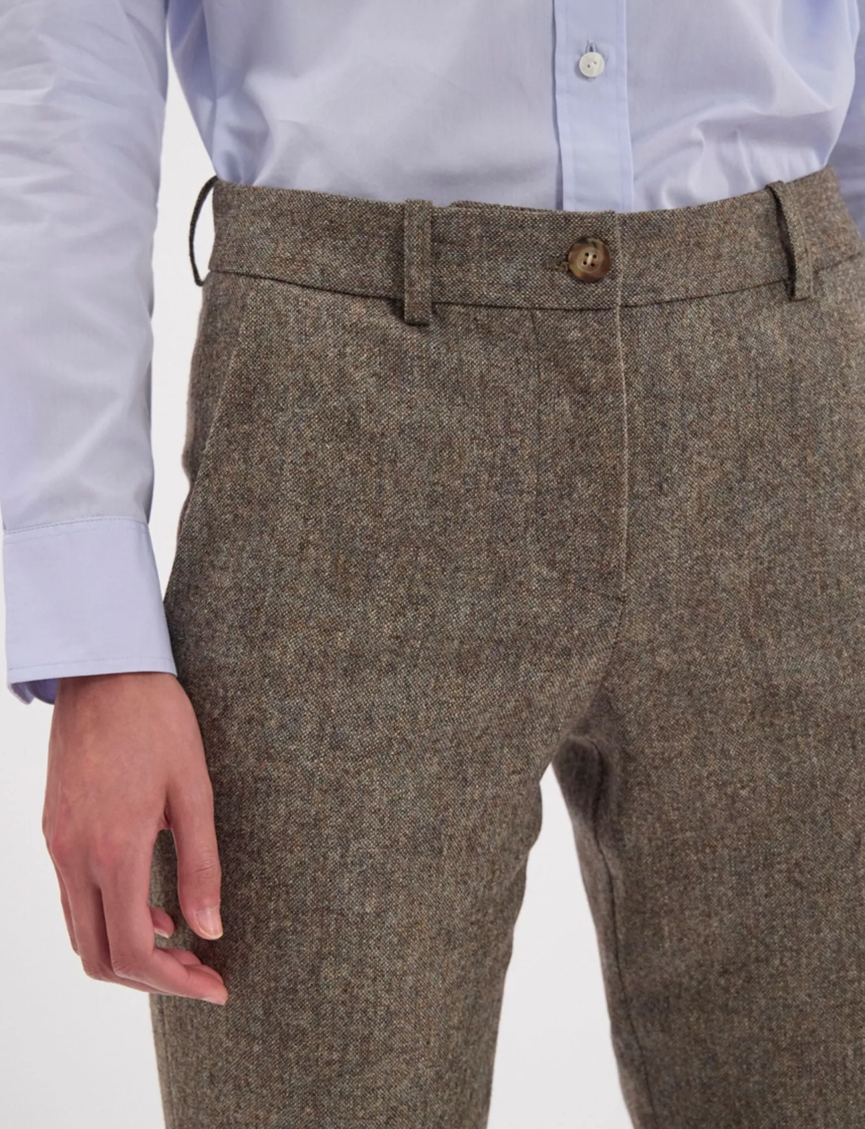 Francisco trousers in mottled green wool-blend