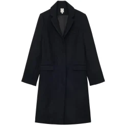 Franck navy and black herringbone wool coat