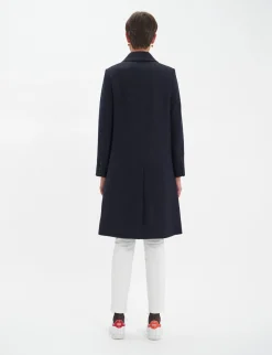 Franck navy and black herringbone wool coat