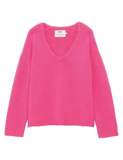 Fuchsia V-neck jumper with hammered sleeves x Notshy