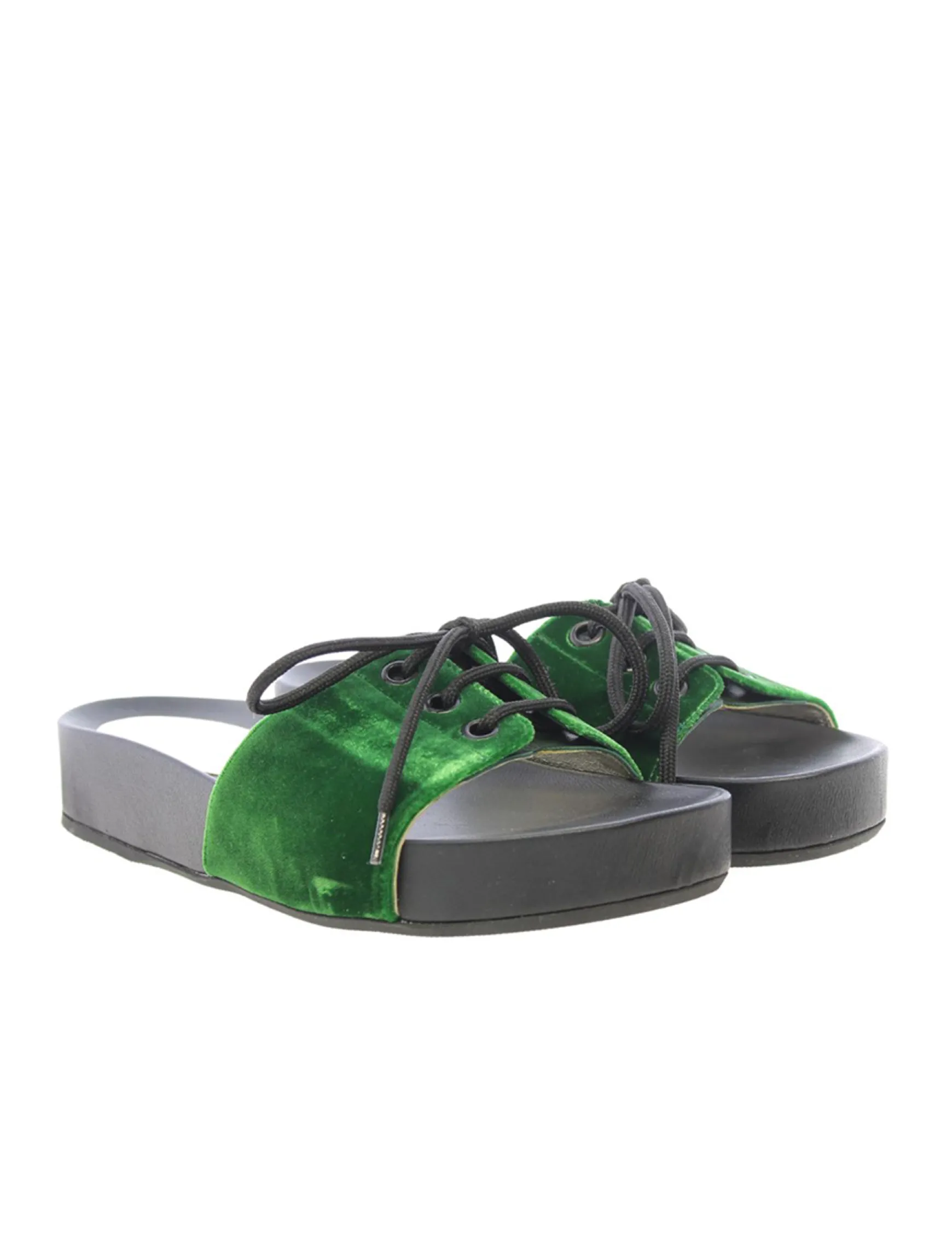Green lace-up mule