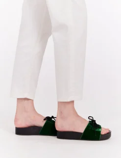 Green lace-up mule