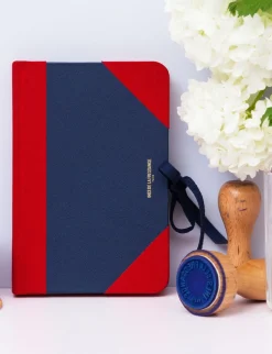 Ines medium notebook navy blue and red