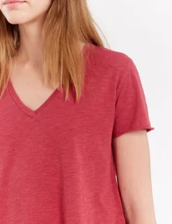 Katalina V-neck T-shirt Raspberry