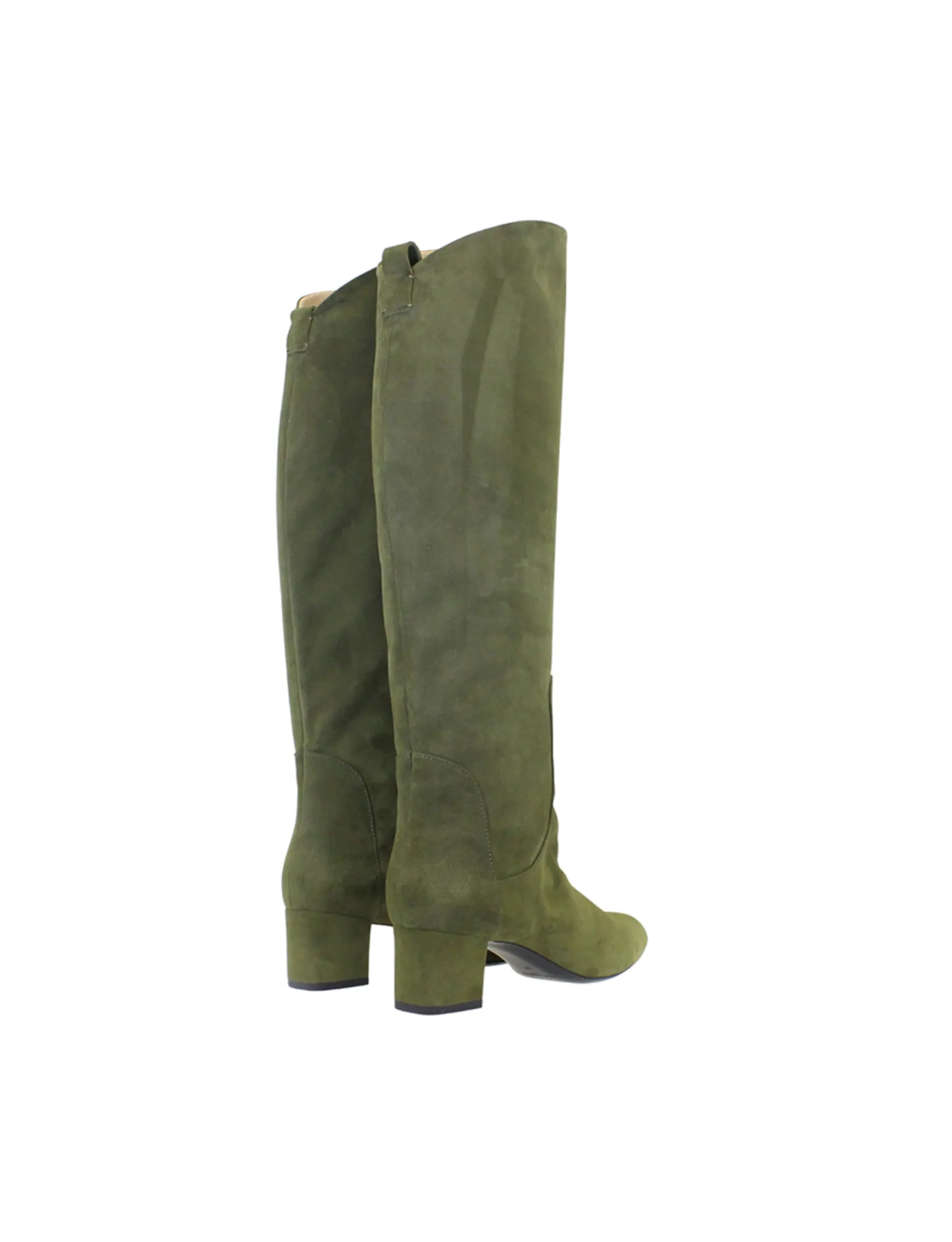 Khaki suede heel boot