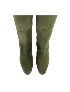 Khaki suede heel boot