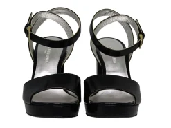 Laura platform sandal in smooth black leather