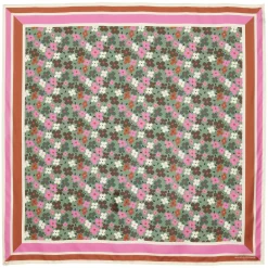Lewis silk scarf, green and pink floral design