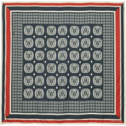 Lewis silk scarf, slate-blue and red oak leaf motif