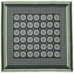 Lewis silk scarf, slate-blue and green oak leaf design