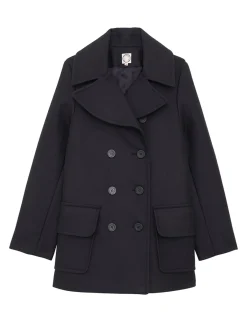 Lightweight navy blue Séraphine coat, made in France