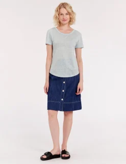 Lison T-shirt in turquoise linen