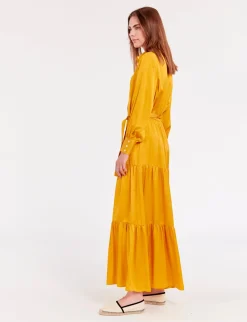 Léna long dress with buttercup flounce