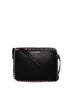 Marcia bag in black leather with tricolour trim