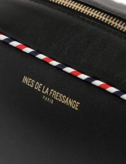 Marcia bag in black leather with tricolour trim