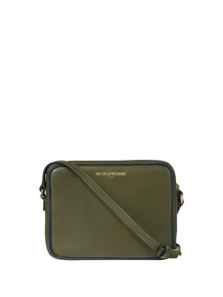 Marcia bag in khaki leather with navy trim