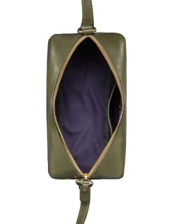 Marcia bag in khaki leather with navy trim