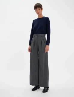 Marlène grey trousers with white stripes