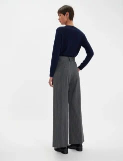 Marlène grey trousers with white stripes