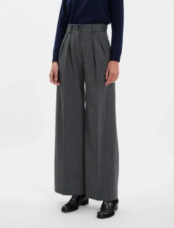 Marlène grey trousers with white stripes