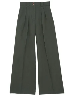 Marlène trousers in dark green linen