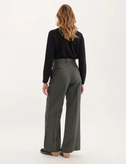 Marlène trousers in dark green linen