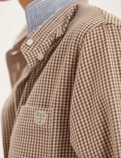 Maureen brown and ecru shirt, contrasting lapels