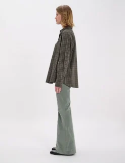 Maureen khaki cotton check shirt