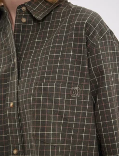 Maureen khaki cotton check shirt