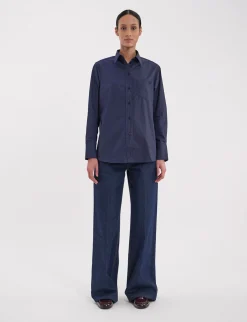 Maureen navy cotton patterned shirt