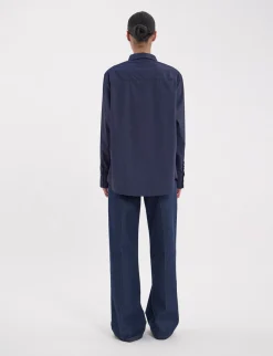 Maureen navy cotton patterned shirt