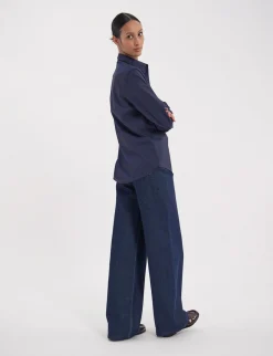 Maureen navy cotton patterned shirt