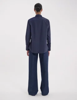 Maureen navy cotton patterned shirt