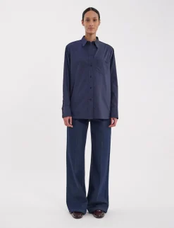 Maureen navy cotton patterned shirt